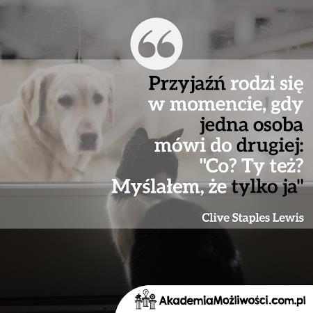 "Przyjaźń rodzi się w momencie gdy jedna osoba mówi do drugiej
